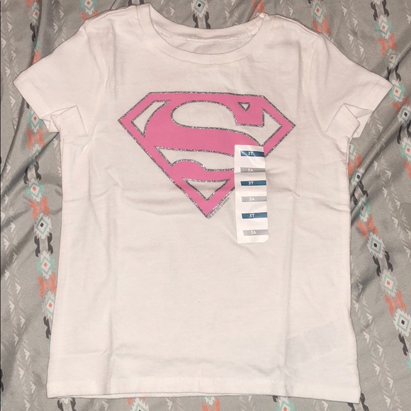White pink & silver Old Navy Supergirl graphic tee - Picture 2 of 8